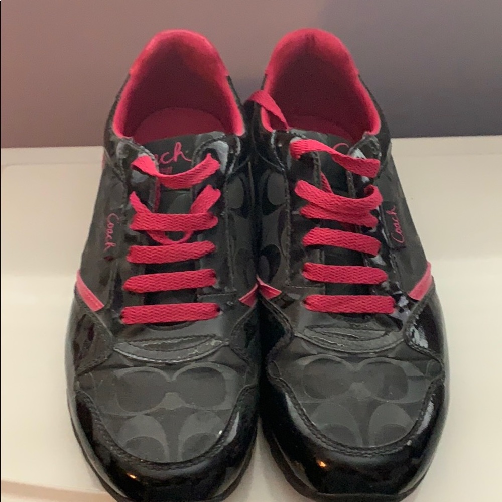 COACH BLACK AND HOT PINK SNEAKERS
